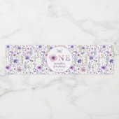 Paarse wilde bloem eerste verjaardag waterfles waterfles etiket (Enkel label)