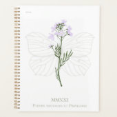 Paarse wilde bloem en baksteenvlinder planner (Voorkant)