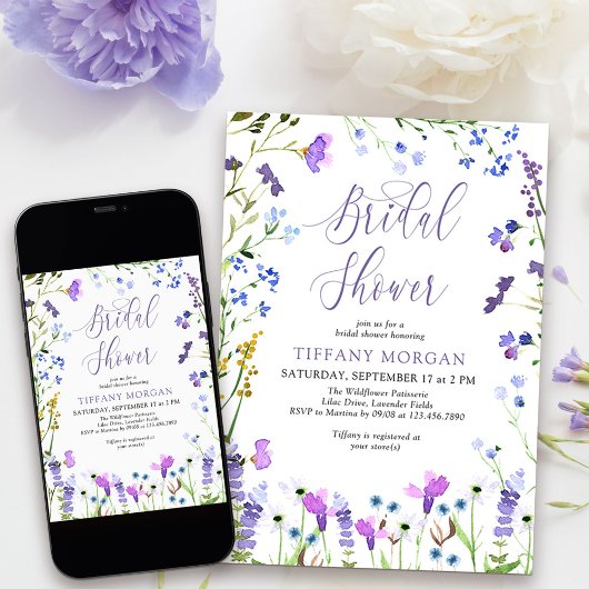 Paarse wilde bloem Feminine Vrijgezellenfeest Kaart