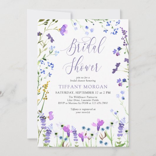 Paarse wilde bloem Feminine Vrijgezellenfeest Kaart (Voorkant)