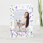 Paarse wilde bloem fijn Floral Foto Birthday Kaart (Voorkant)