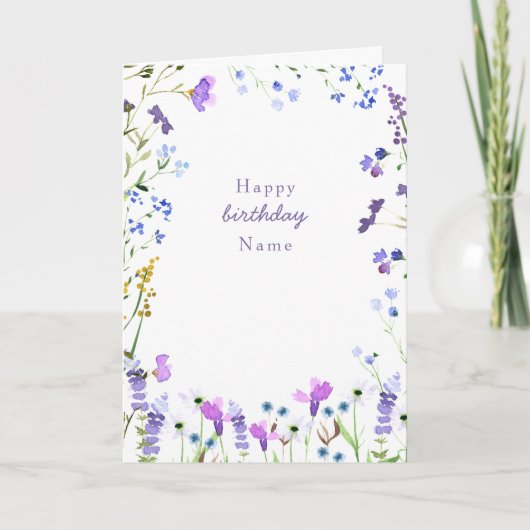 Paarse wilde bloem fijne zwevende bloem kaart (Voorkant)