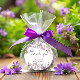 Paarse wilde bloem Hartelijk dank voor de klassiek Ronde Sticker