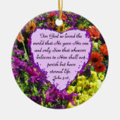 PAARSE WILDE BLOEM JOHANNES 3:16 KERAMISCH ORNAMENT (Voorkant)