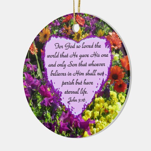 PAARSE WILDE BLOEM JOHANNES 3:16 KERAMISCH ORNAMENT (Links)