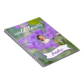 Paarse Wilde Bloem Kind Aangepaste Foto En Naam Notitieboek (Rechterzijde)