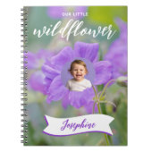 Paarse Wilde Bloem Kind Aangepaste Foto En Naam Notitieboek (Voorkant)