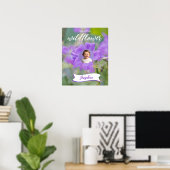 Paarse Wilde Bloem Kind Aangepaste Foto En Naam Poster (Thuiskantoor)
