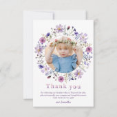Paarse Wilde Bloem Meisje Bedankt Fotokaart (Voorkant)