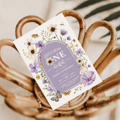 Paarse wilde bloem Miss Onederful 1e verjaardag Kaart