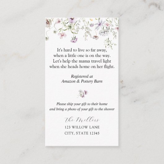 Paarse wilde bloem op lange afstand informatiekaartje (Voorkant)