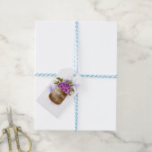 Paarse wilde bloem op pot aquarel dank je cadeaulabel (Met Touw)