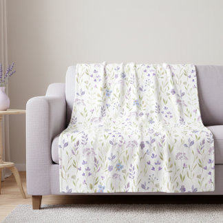 Paarse Wilde Bloem Patroon Fleece Deken