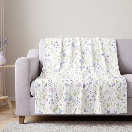 Paarse Wilde Bloem Patroon Fleece Deken