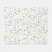 Paarse Wilde Bloem Patroon Fleece Deken (Voorkant (Horizontaal))