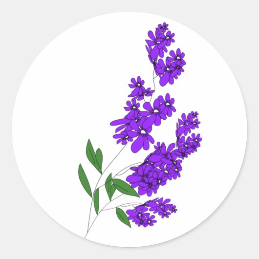 Paarse Wilde Bloem Ronde Stickers (Voorkant)