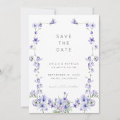 Paarse wilde bloem Sla de Sjabloon Datum op Kaart (Voorkant)