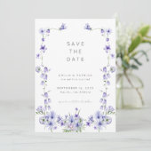 Paarse wilde bloem Sla de Sjabloon Datum op Kaart (Staand voorkant)