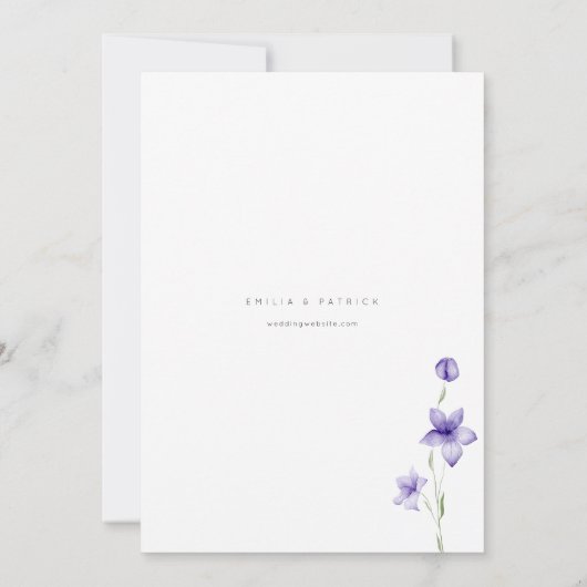 Paarse wilde bloem Sla de Sjabloon Datum op Kaart (Achterkant)