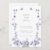 Paarse wilde bloem Sla de Sjabloon Datum op Kaart (Voorkant / Achterkant)