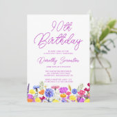  Paarse wilde bloem Volwassenen 90e verjaardag Kaart (Staand voorkant)