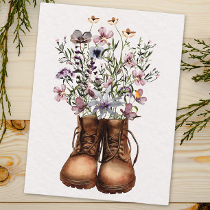 Paarse Wilde Bloem Wandelschoenen Outdoor Briefkaart