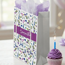 Paarse Wilde Bloem Watercolor Initiaal Klein Cadeauzakje
