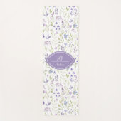 Paarse Wilde Bloem Waterverf Aangepaste Naam Yoga Yogamat (Voorkant)