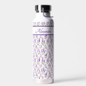 Paarse wilde bloem waterverf monogram naam waterfles (Links)