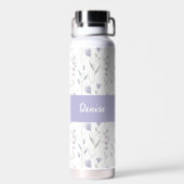 Paarse wilde bloem waterverf monogram naam waterfles (Achterkant)