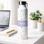 Paarse wilde bloem waterverf monogram naam waterfles