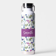 Paarse wilde bloem waterverf monogram naam