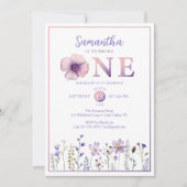 Paarse wilde bloem ze is het draaien van een uitno kaart (Voorkant)