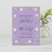 Paarse Wilde Bloem Zomer Bloem Bruiloft Save The Date (Staand voorkant)