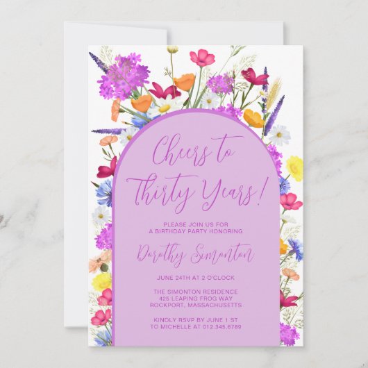 Paarse Wilde Bloemboho Arch 30e verjaardag in Kaart (Voorkant)