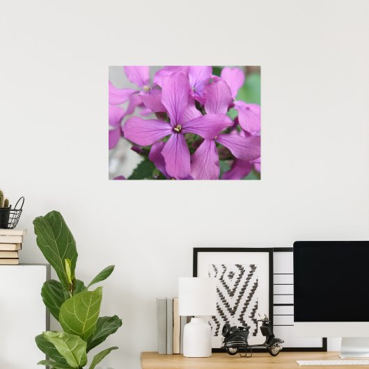Paarse wilde bloemen afdrukken poster (Thuiskantoor)
