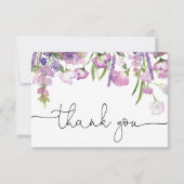 Paarse wilde bloemen Baby shower dank u kaart (Voorkant)