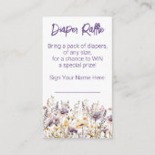 Paarse wilde bloemen Baby shower luier Raffle Informatiekaartje (Voorkant)