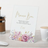 Paarse wilde bloemen Baby shower Momosa Bar Reclamebord Met Voetstuk (Insitu)