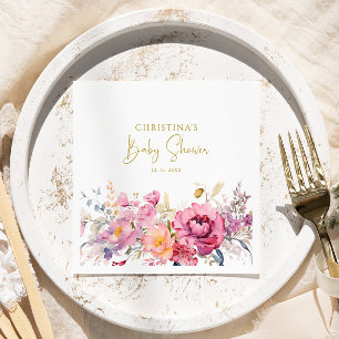 Paarse wilde bloemen Baby shower servetten