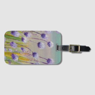 Paarse wilde bloemen bagagelabel