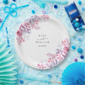 Paarse Wilde Bloemen Bloemenschildering in Waterve Papieren Bordje (Feest)