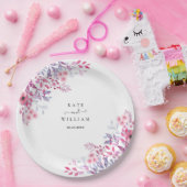 Paarse Wilde Bloemen Bloemenschildering in Waterve Papieren Bordje (Feest)