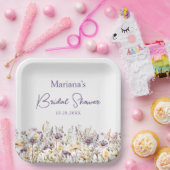 Paarse Wilde Bloemen Bloemige Bruidsdouche Papieren Bordje (Feest)