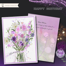 Paarse Wilde Bloemen Boeket Verjaardag Warme Wense