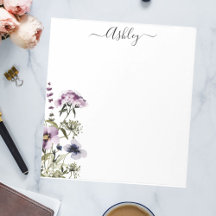 Paarse Wilde Bloemen Boeket Waterverf Bloemen