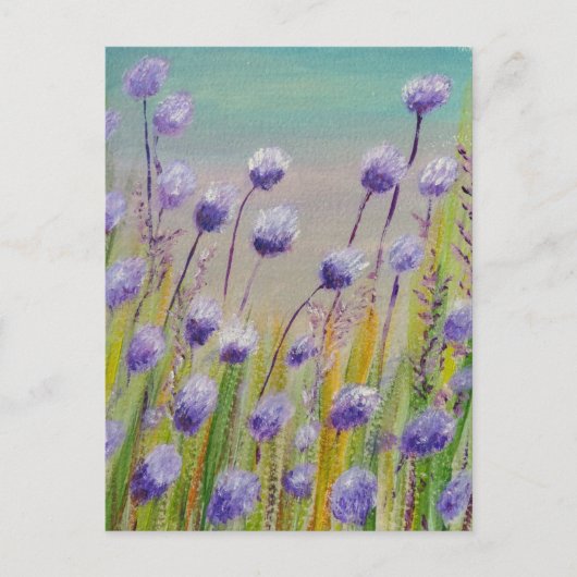Paarse wilde bloemen briefkaart (Voorkant)