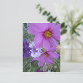 paarse wilde bloemen briefkaart (Staand voorkant)
