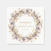 Paarse Wilde Bloemen Bruidsdiner Servetten (Voorkant)