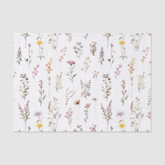 Paarse Wilde Bloemen Bruidsdouche Boho Bloemstuk Tissuepapier (Voorkant)